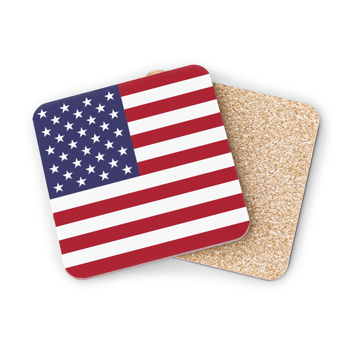 American Flag Coaster, Cork Backing 3.75" x 3.75" - Patriotic USA Flag Table Decor, Memorial Day, 4th of July Independence Day, BBQ