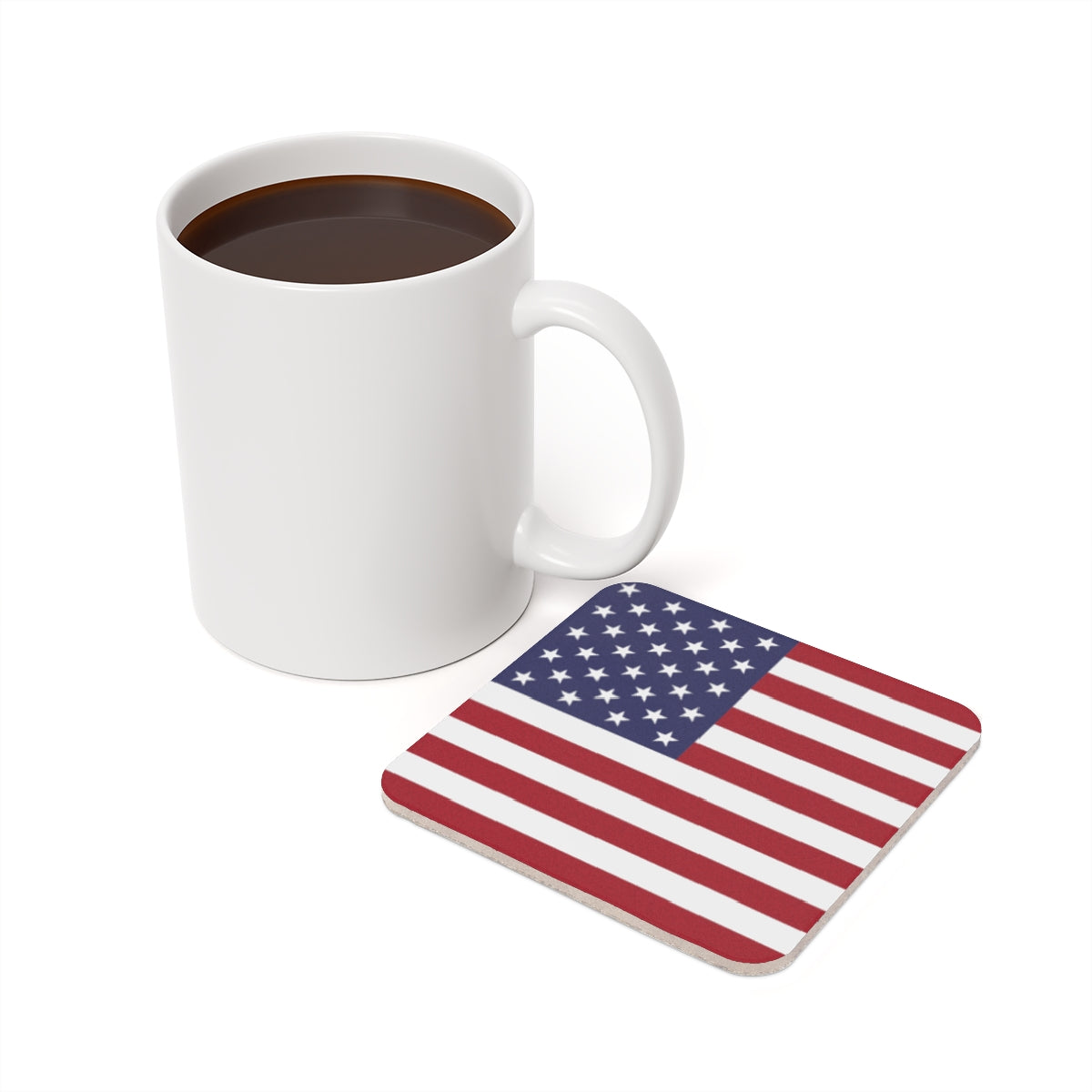 American Flag Coaster, Cork Backing 3.75" x 3.75" - Patriotic USA Flag Table Decor, Memorial Day, 4th of July Independence Day, BBQ