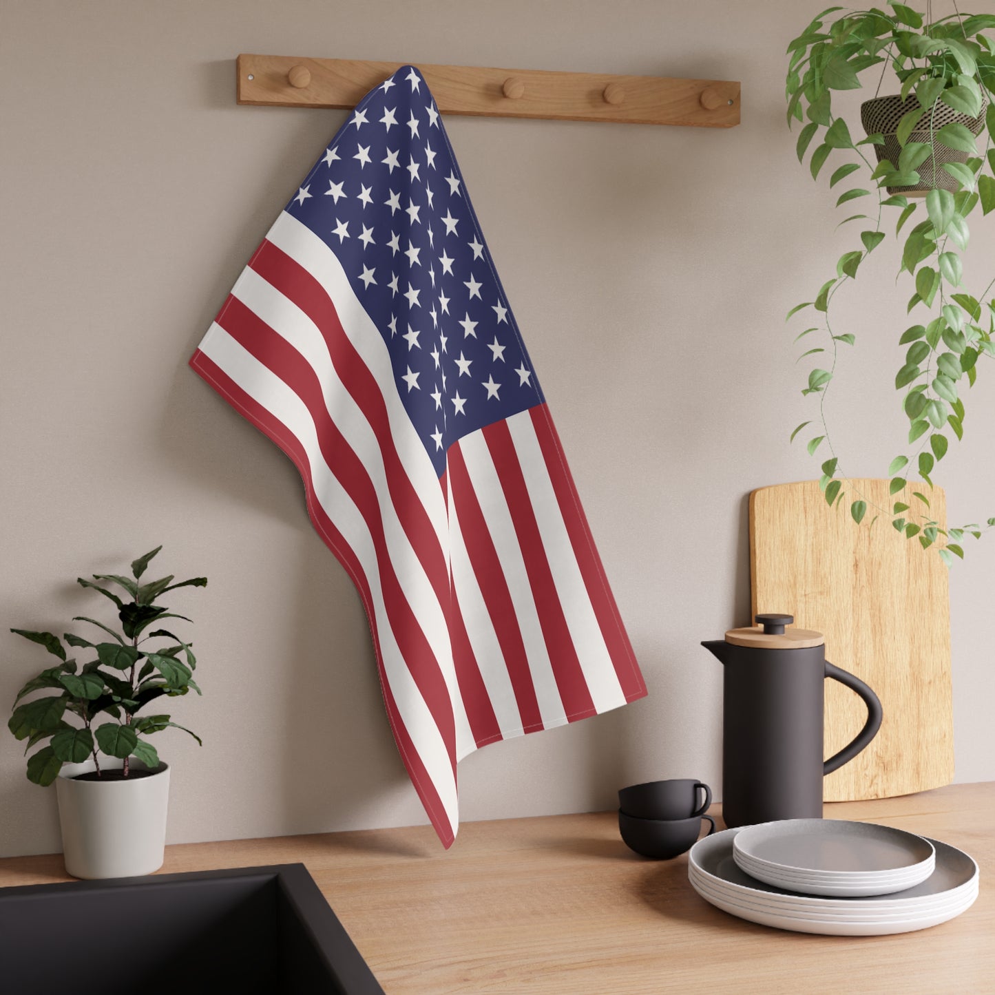 American Flag Tea Towel - Patriotic Cotton Kitchen Towels, USA Flag Dish Towels, Fourth of July Decor, Americana Home Accessories