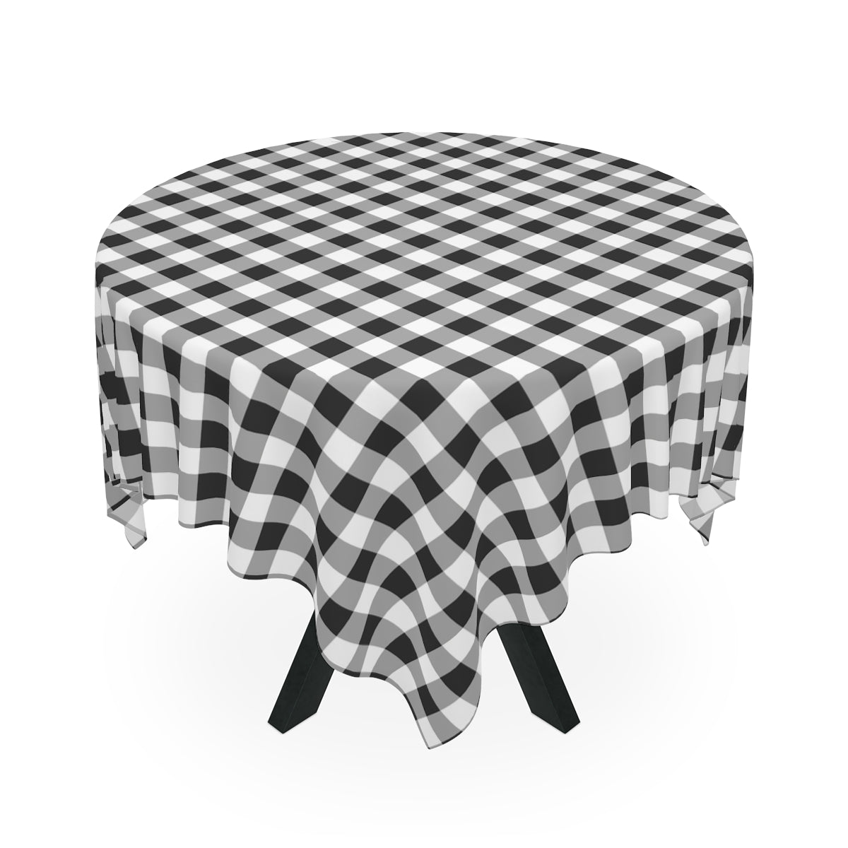Black Gingham - 100% Cotton Twill Tablecloth, 58" × 58" and 58" × 102" Sizes, Black Checked Gingham Tablecloth, Black & White Tablecloth, Black Checked Tablecloth, Halloween Table Linen, Birthday Tablecloth, Farmhouse Decor, Picnic Table Tablecloth