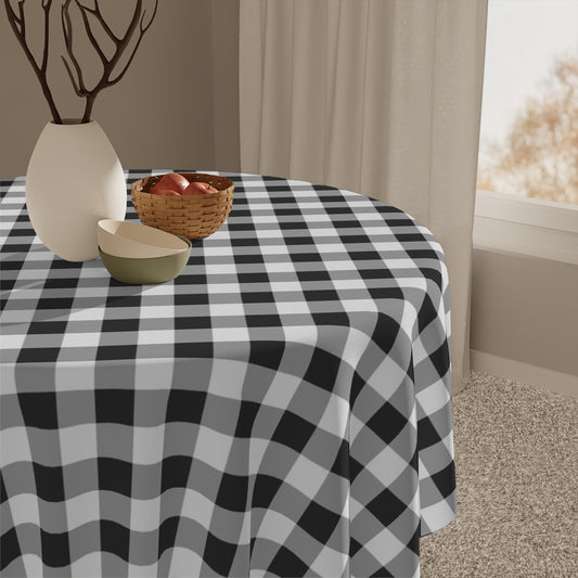 Black Gingham - 100% Cotton Twill Tablecloth, 58" × 58" and 58" × 102" Sizes, Black Checked Gingham Tablecloth, Black & White Tablecloth, Black Checked Tablecloth, Halloween Table Linen, Birthday Tablecloth, Farmhouse Decor, Picnic Table Tablecloth