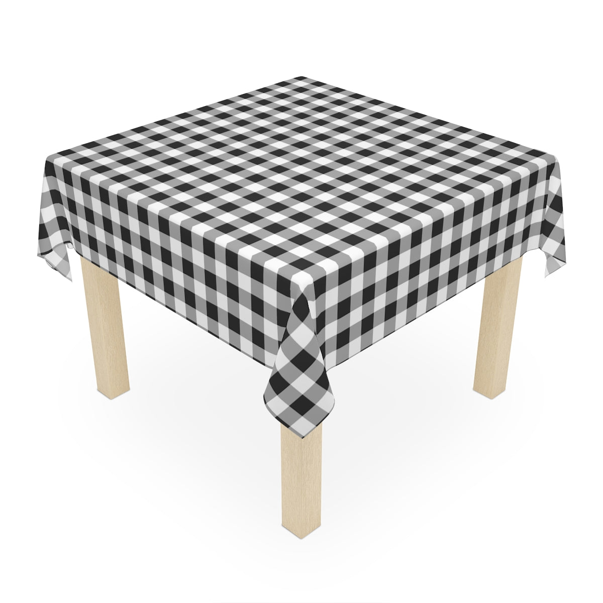 Black Gingham - 100% Cotton Twill Tablecloth, 58" × 58" and 58" × 102" Sizes, Black Checked Gingham Tablecloth, Black & White Tablecloth, Black Checked Tablecloth, Halloween Table Linen, Birthday Tablecloth, Farmhouse Decor, Picnic Table Tablecloth
