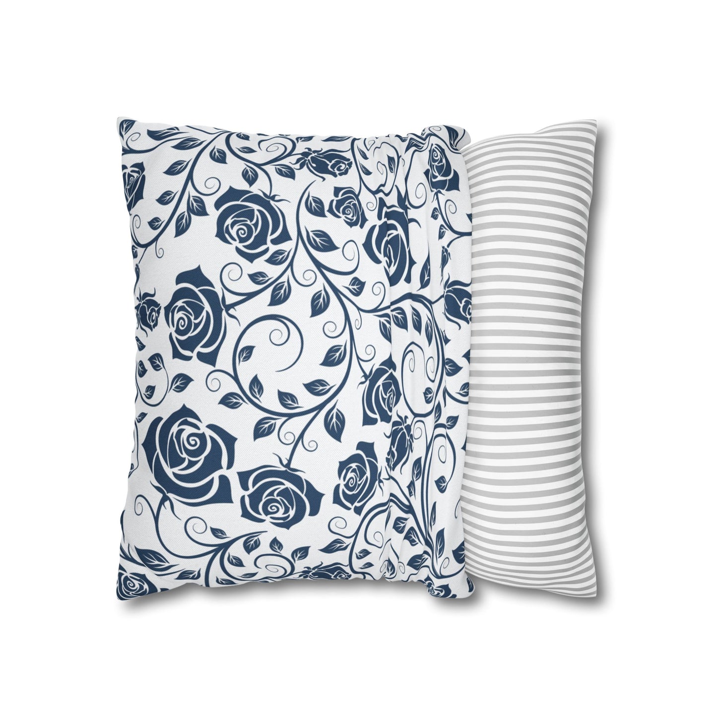 Blue roses pillowcase, on a white background.