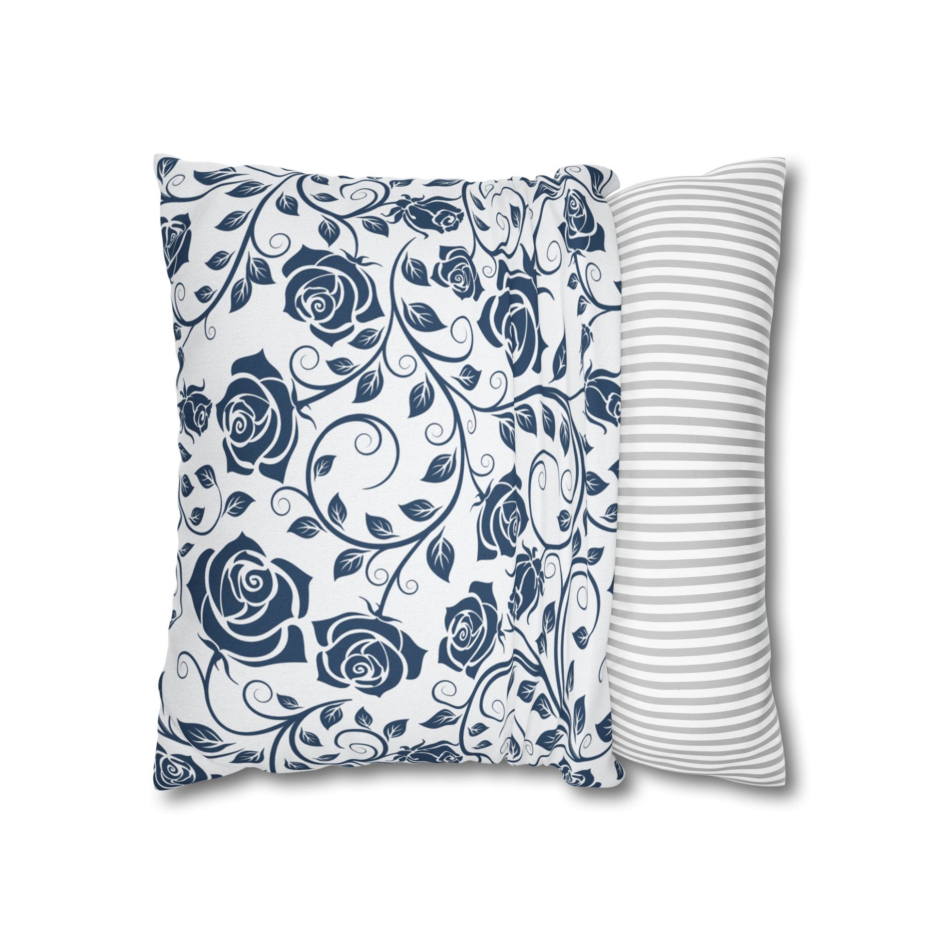 Blue roses pillowcase, on a white background.