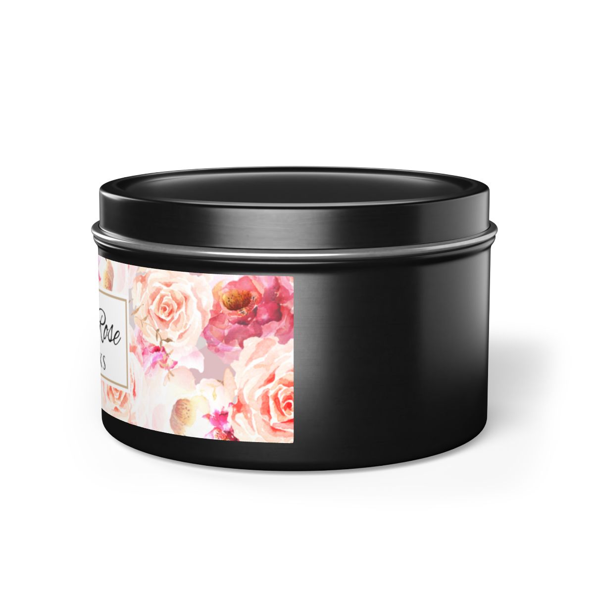 Bohemian Rose Coconut Soy Wax Candle, 8 oz. Black Tin Jar with Lid - Rose Scented Candle, Floral Candle, Valentines Day Gift