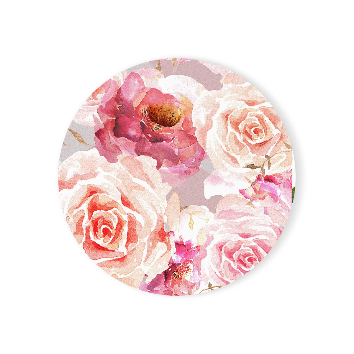 Bohemian Rose - Round Hardboard Coaster, Cork Backed  - 3.75" x 3.75" - Priced per coaster