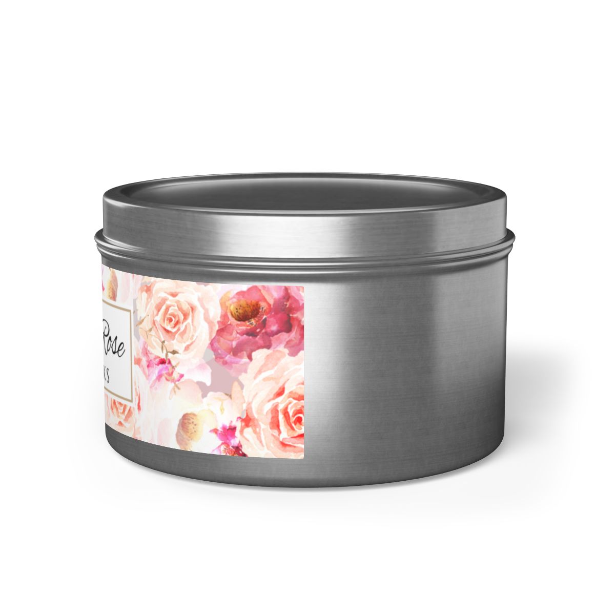 Bohemian Rose Coconut Soy Wax Candle, 8 oz. Silver Tin Jar with Lid - Rose Scented Candle, Floral Candle, Valentines Day Gift