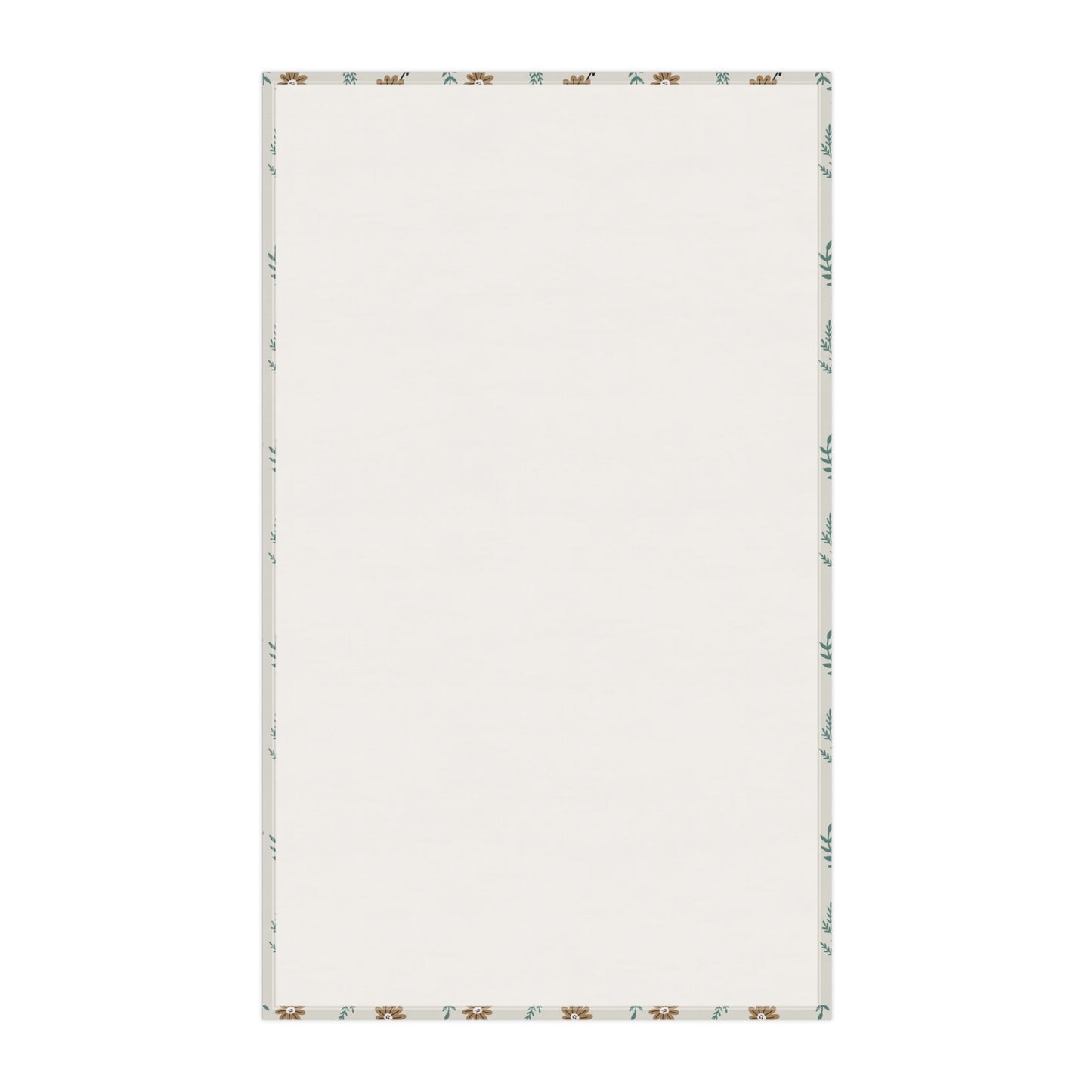 Back view of brown floral designed tea towel on a white background