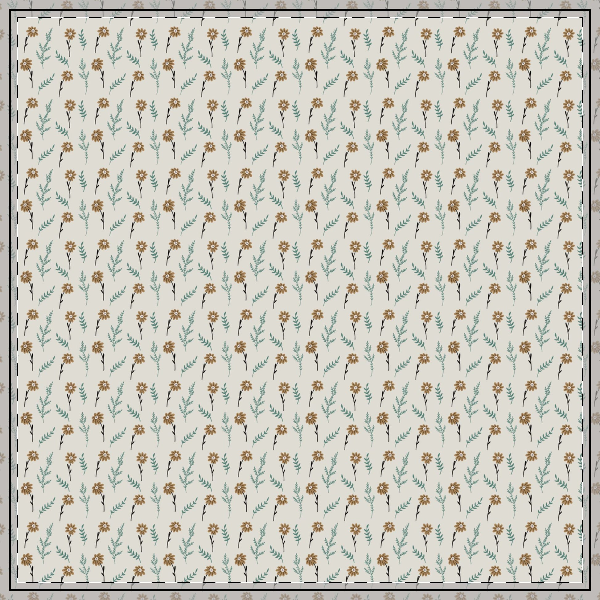 Brown Chamomile Tablecloth, 100% Cotton Twill Tablecloth, 58" × 58" and 58" × 102" Sizes, Vintage Style Tablecloth, Thanksgiving Tablecloth, Fall / Brown Tablecloth, Wedding Table Linen, Birthday Party Tablecloth