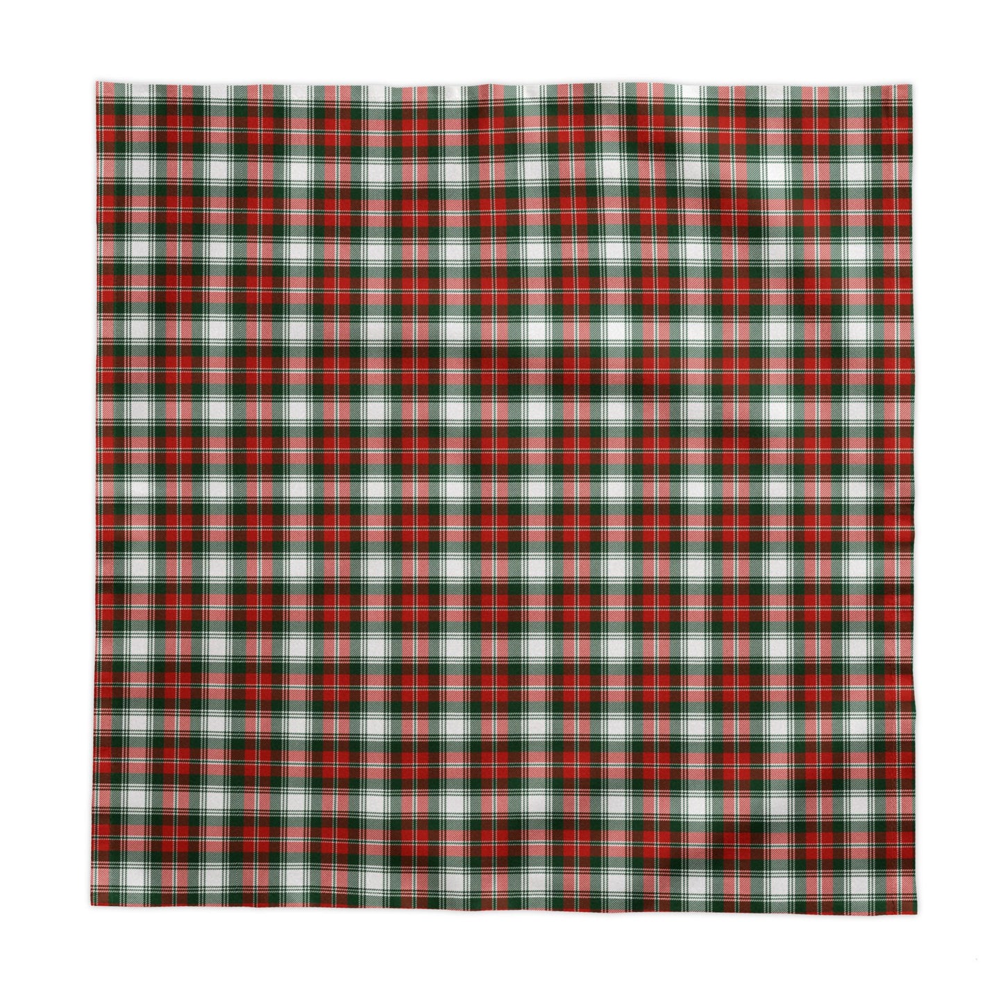 Plaid pattern with red, green, and white colors on a tablecloth on white background