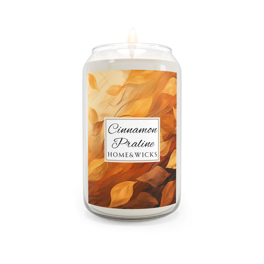 Cinnamon Praline Scented Soy Wax Candle, 13.75 oz. Clear Jar - Cozy Home Décor, Fall Scented Candle, Gourmand Candle, Thanksgiving Decor, Christmas Gifts