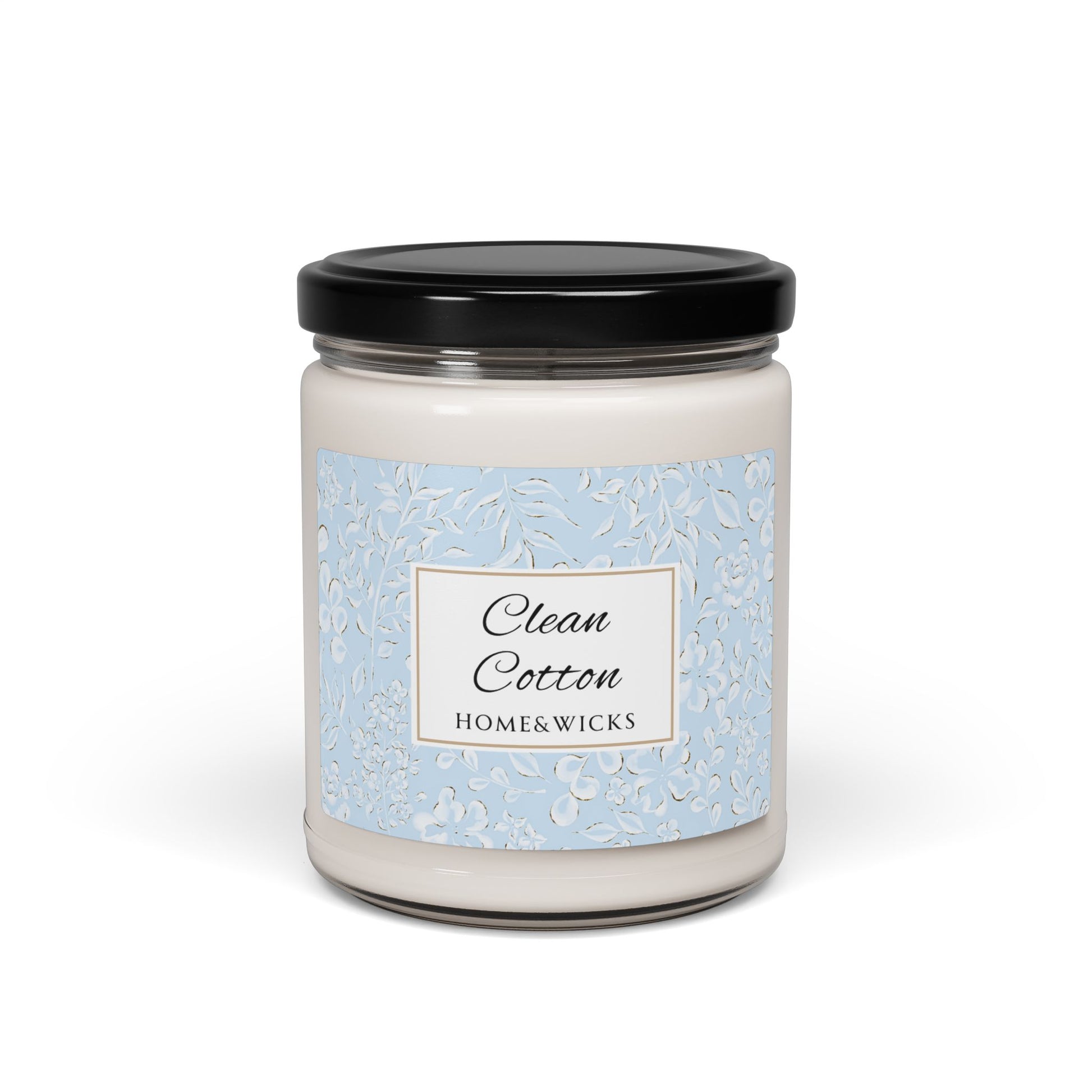 Homeswicks candle labeled 'Clean Cotton' on a white background