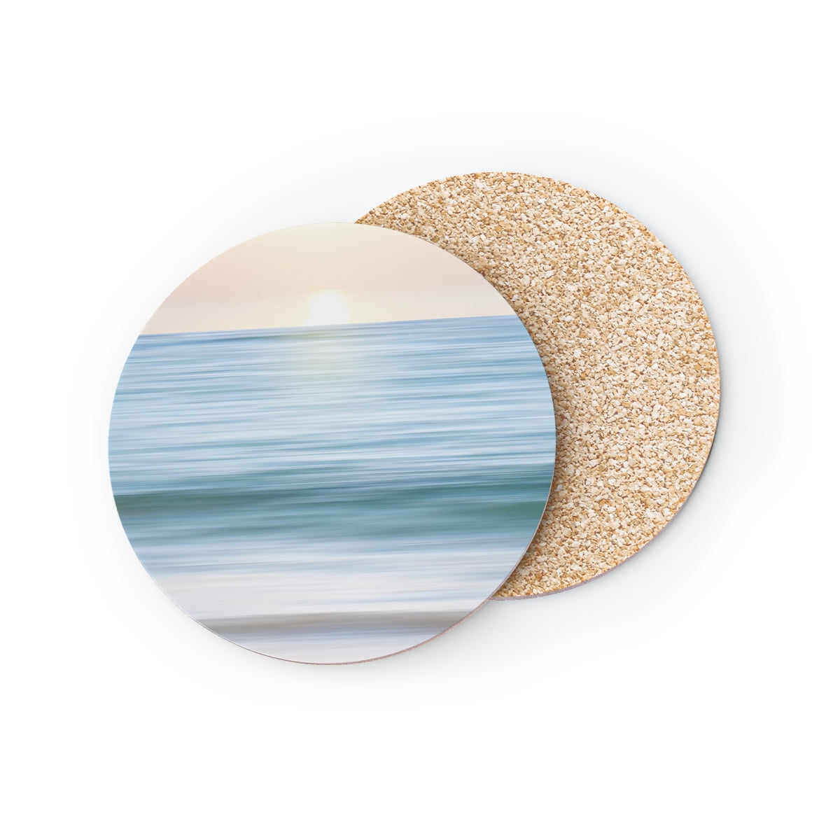Coastal Cottage Sunset - Round Hardboard Coaster, Cork Backed  -3.75"x 3.75" - Perfect for Coastal Home Decor & Gifts - Priced per coaster