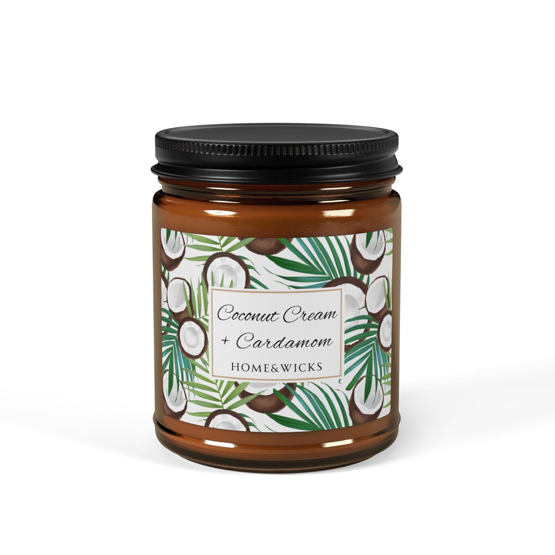 Homeswicks coconut cream and cardamom candle on a white background