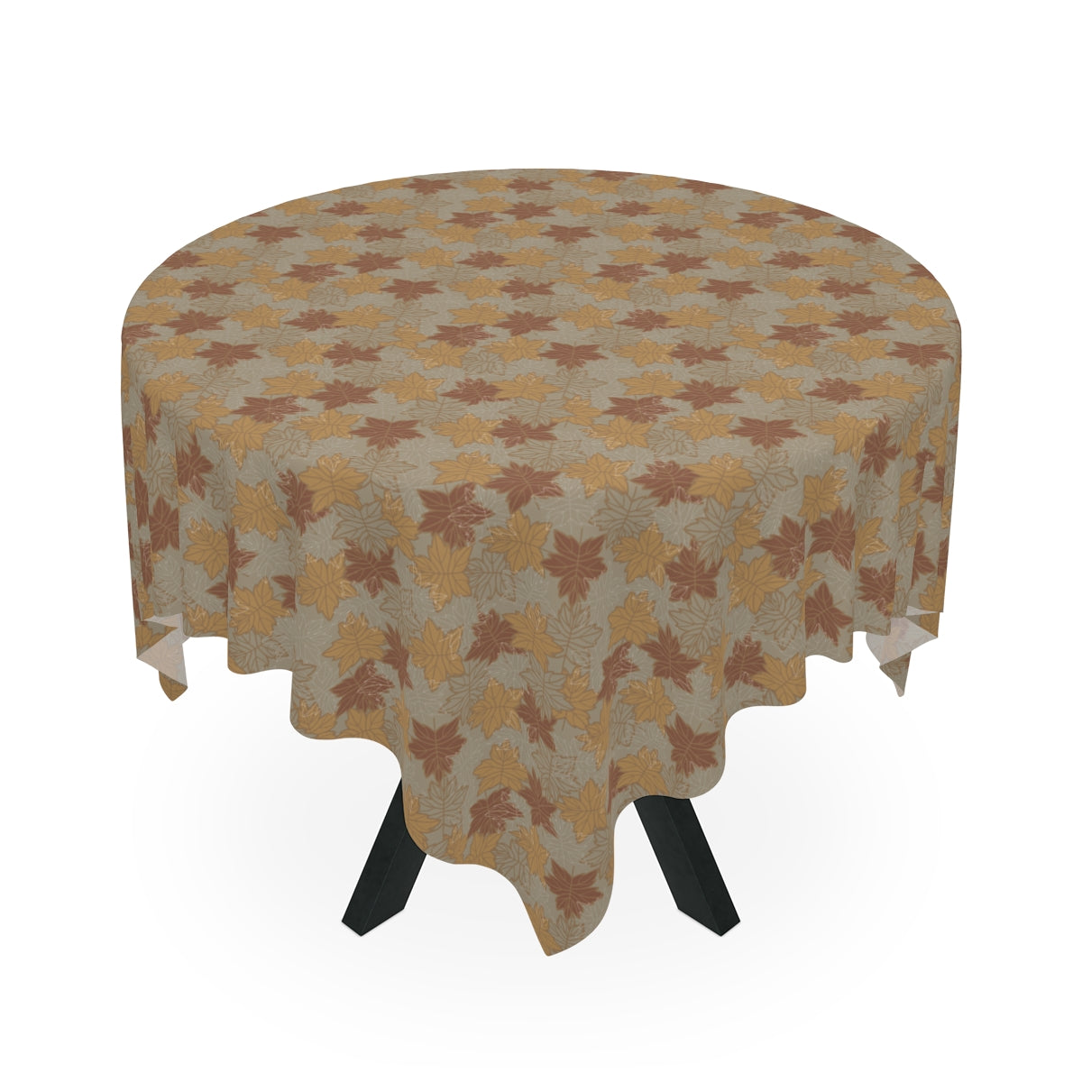 Earthy Leaves Tablecloth - 100% Cotton Twill Tablecloth, 58" × 58" and 58" × 102" Sizes, Fall Autumn Leaves Style Tablecloth, Thanksgiving Tablecloth, Fall / Brown Tablecloth, Party Tablecloth