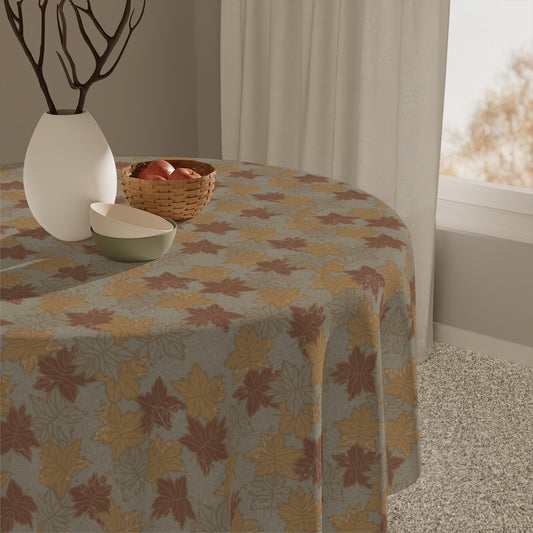 Earthy Leaves Tablecloth - 100% Cotton Twill Tablecloth, 58" × 58" and 58" × 102" Sizes, Fall Autumn Leaves Style Tablecloth, Thanksgiving Tablecloth, Fall / Brown Tablecloth, Party Tablecloth
