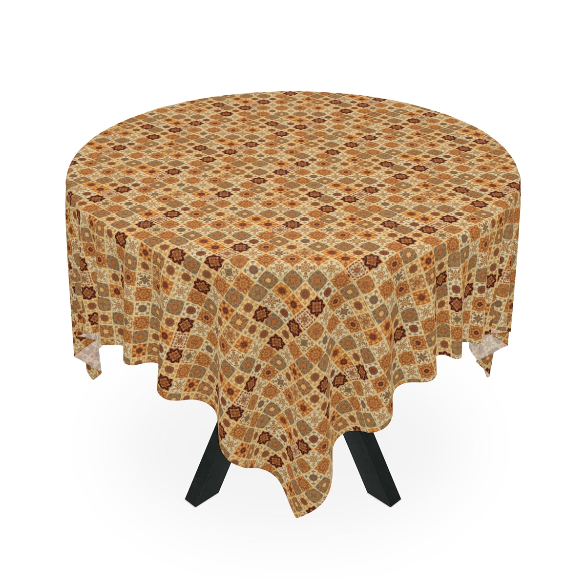 Fall Flowers Mosaic Tablecloth, 100% Cotton Twill Tablecloth, 58" × 58" and 58" × 102" Sizes, Fall Autumn Flowers Style Tablecloth, Thanksgiving Tablecloth, Fall Tablecloth, Party Tablecloth