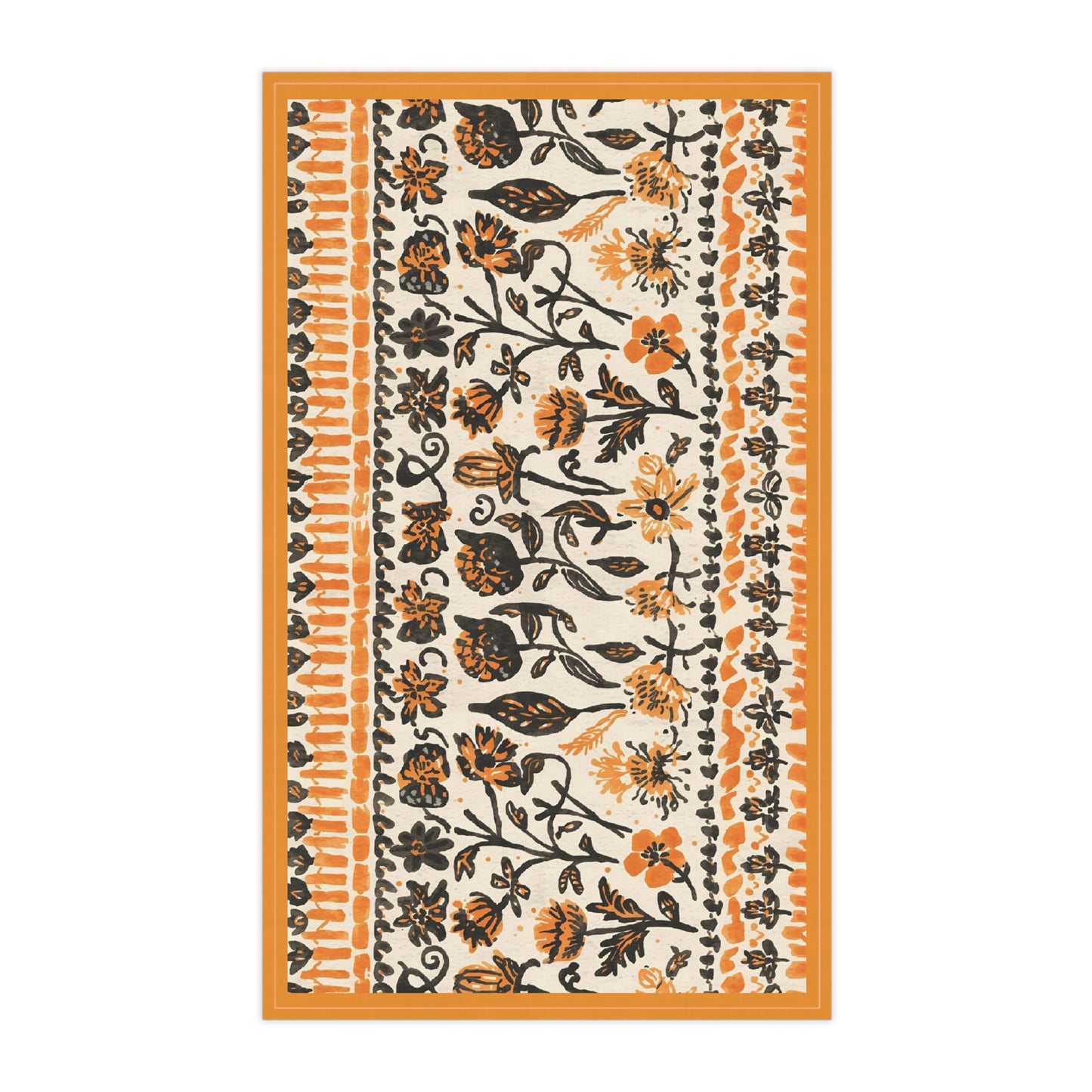 Decorative kitchen tea towel with floral pattern on a white background