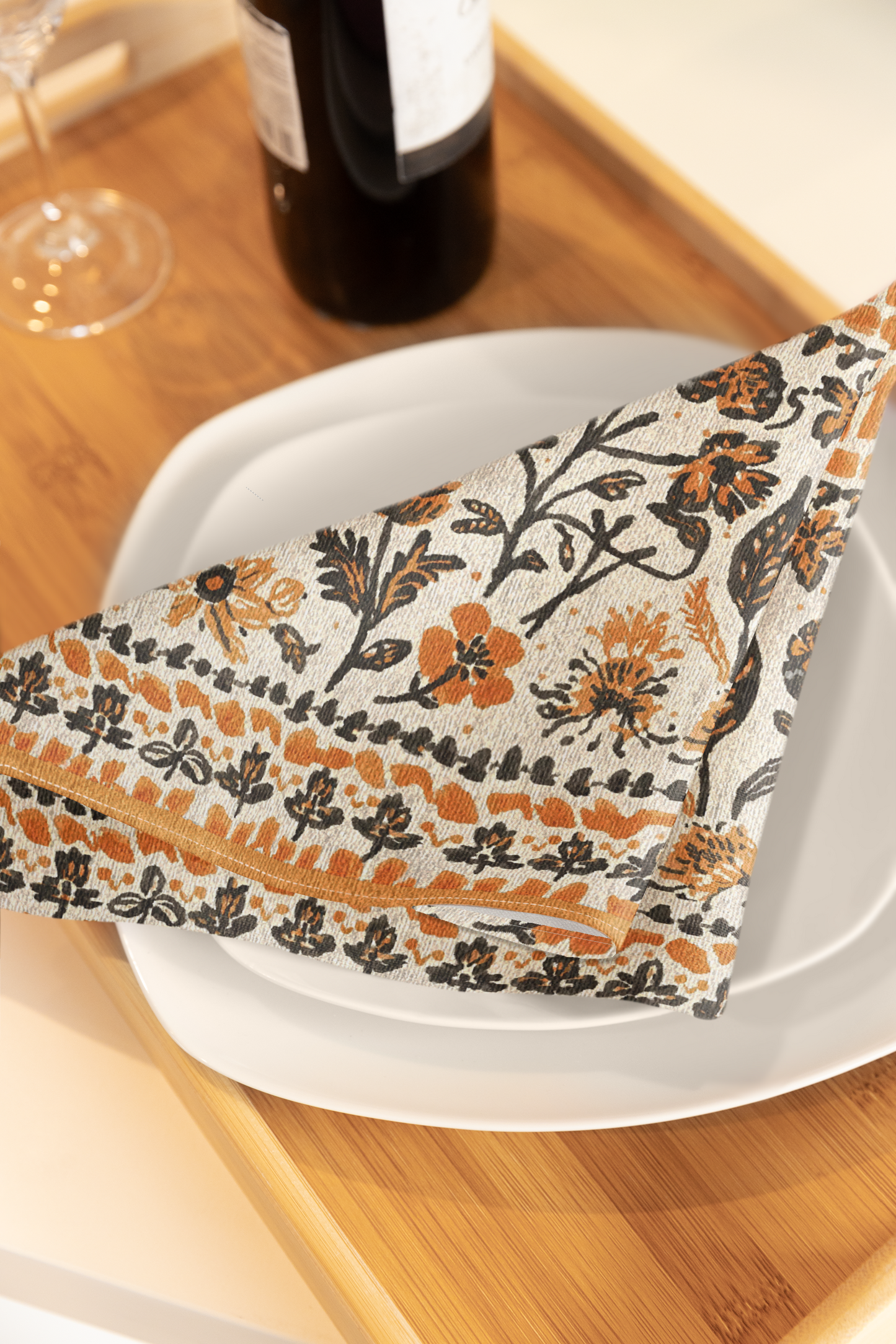 Fall Flowers 22" x 22" Cotton Twill Napkin - Fall / Autumn Floral Cotton Twill Napkin - Thanksgiving Cloth Napkins, Halloween Table Decor, Fall Table Decor - Priced per napkin