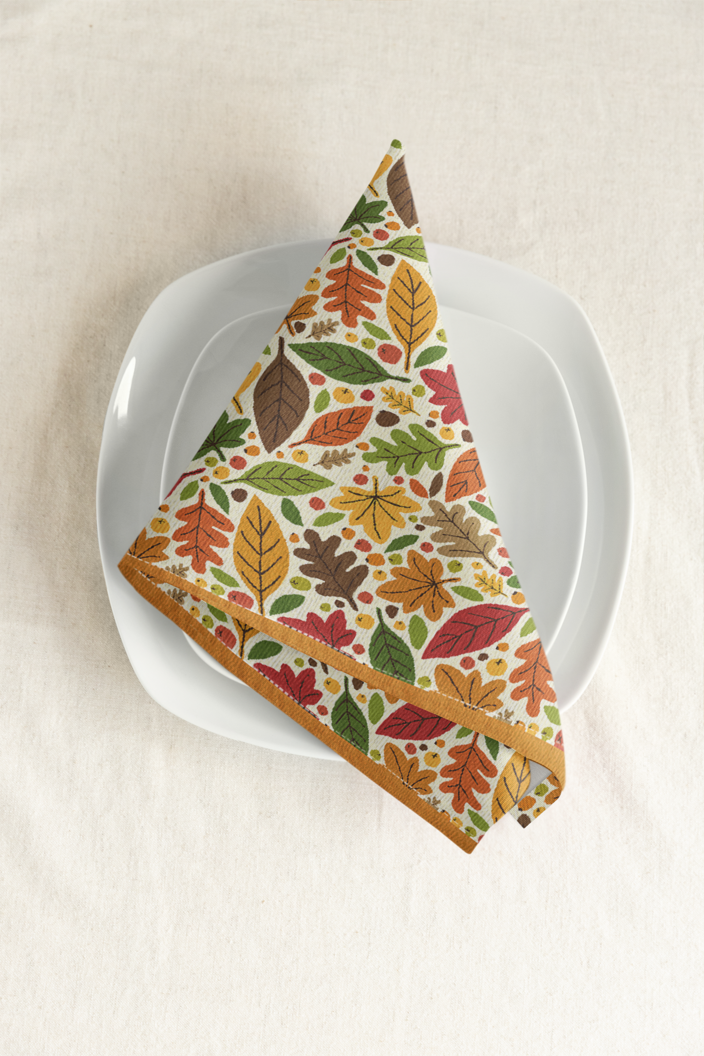 Fall Leaves 22" x 22" Cotton Twill Napkin - Fall Table Decor, Thanksgiving Dinner Napkins, Fall Cotton Napkins, Rustic Kitchen Napkins - Priced per napkin