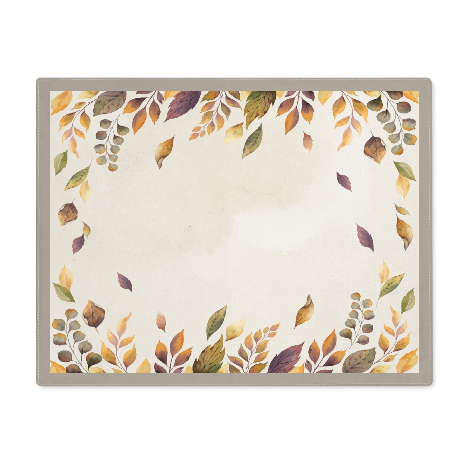 Fallen Leaves placemat with autumn leaf pattern on a white background
