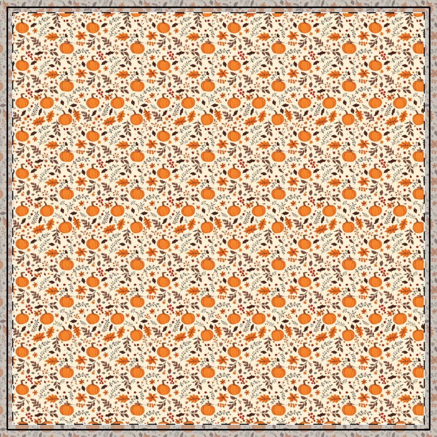 Fall Leaves & Pumpkins Tablecloth - 100% Cotton Twill Tablecloth, 58" × 58" and 58" × 102" Sizes, Fall Autumn Pumpkins Leaves Design Tablecloth, Thanksgiving Tablecloth, Fall /Orange Tablecloth, Halloween Tablecloth