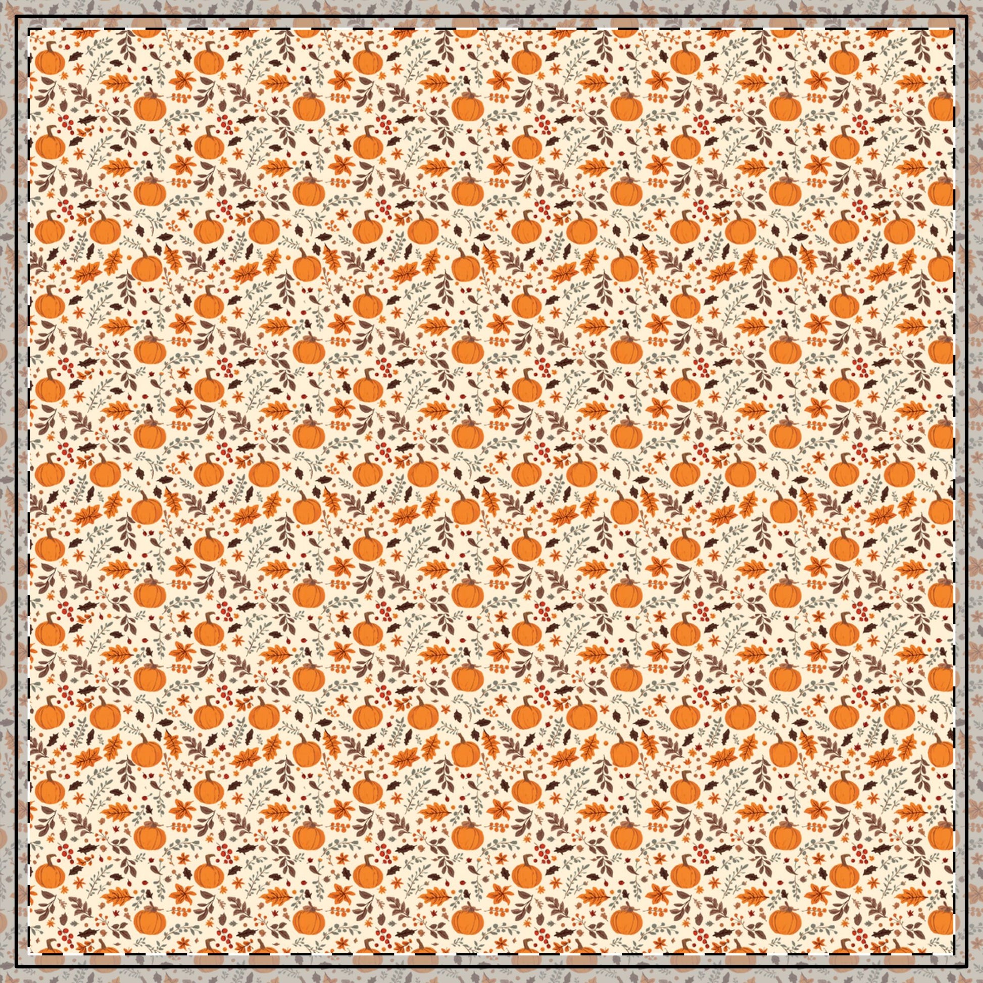 Fall Leaves & Pumpkins Tablecloth - 100% Cotton Twill Tablecloth, 58" × 58" and 58" × 102" Sizes, Fall Autumn Pumpkins Leaves Design Tablecloth, Thanksgiving Tablecloth, Fall /Orange Tablecloth, Halloween Tablecloth