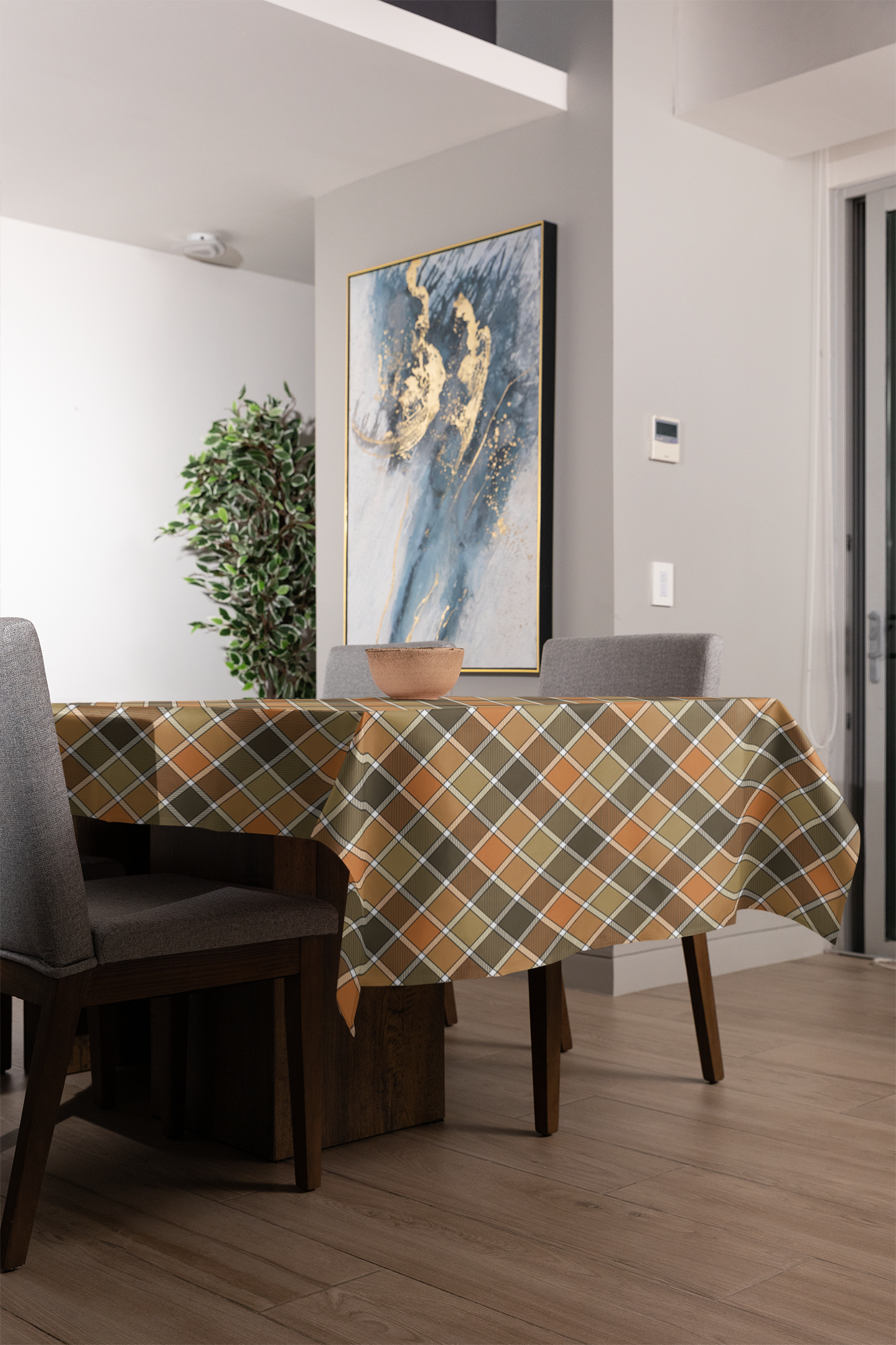 Fall Plaid Tablecloth - 58" × 58" and 58" × 102" Sizes, Plaid Design Tablecloth, Orange, Brown, Green Plaid Tablecloth, Thanksgiving Tablecloth, Fall Table Linen, Thanksgiving Dinner Tablecloth, Farmhouse Decor, Halloween Tablecloth