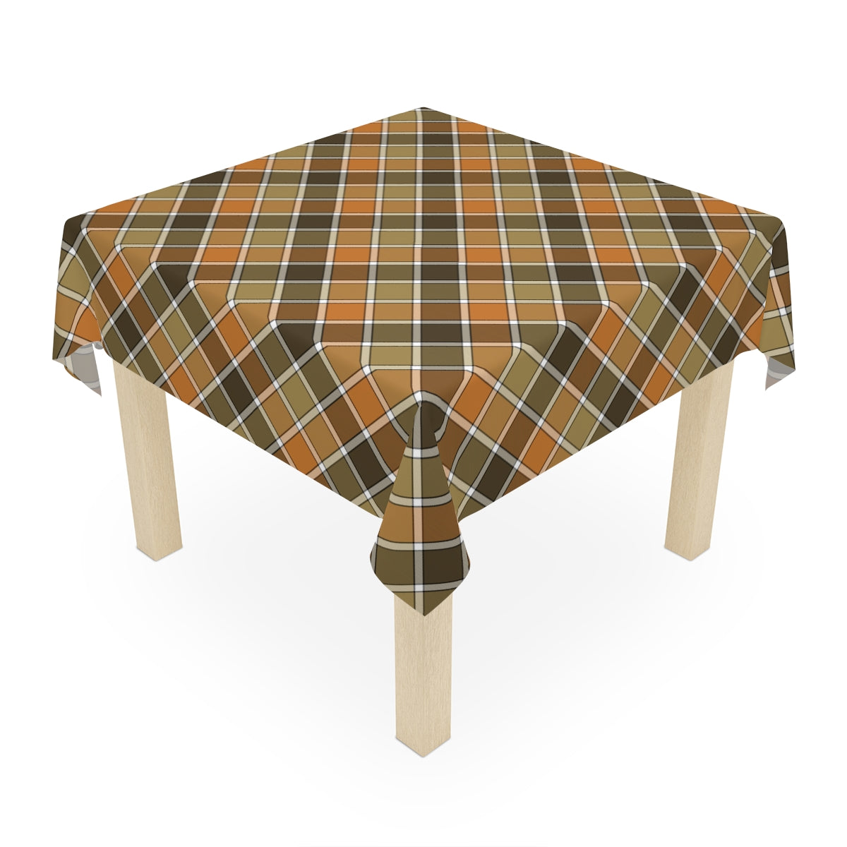 Fall Plaid Tablecloth - 58" × 58" and 58" × 102" Sizes, Plaid Design Tablecloth, Orange, Brown, Green Plaid Tablecloth, Thanksgiving Tablecloth, Fall Table Linen, Thanksgiving Dinner Tablecloth, Farmhouse Decor, Halloween Tablecloth