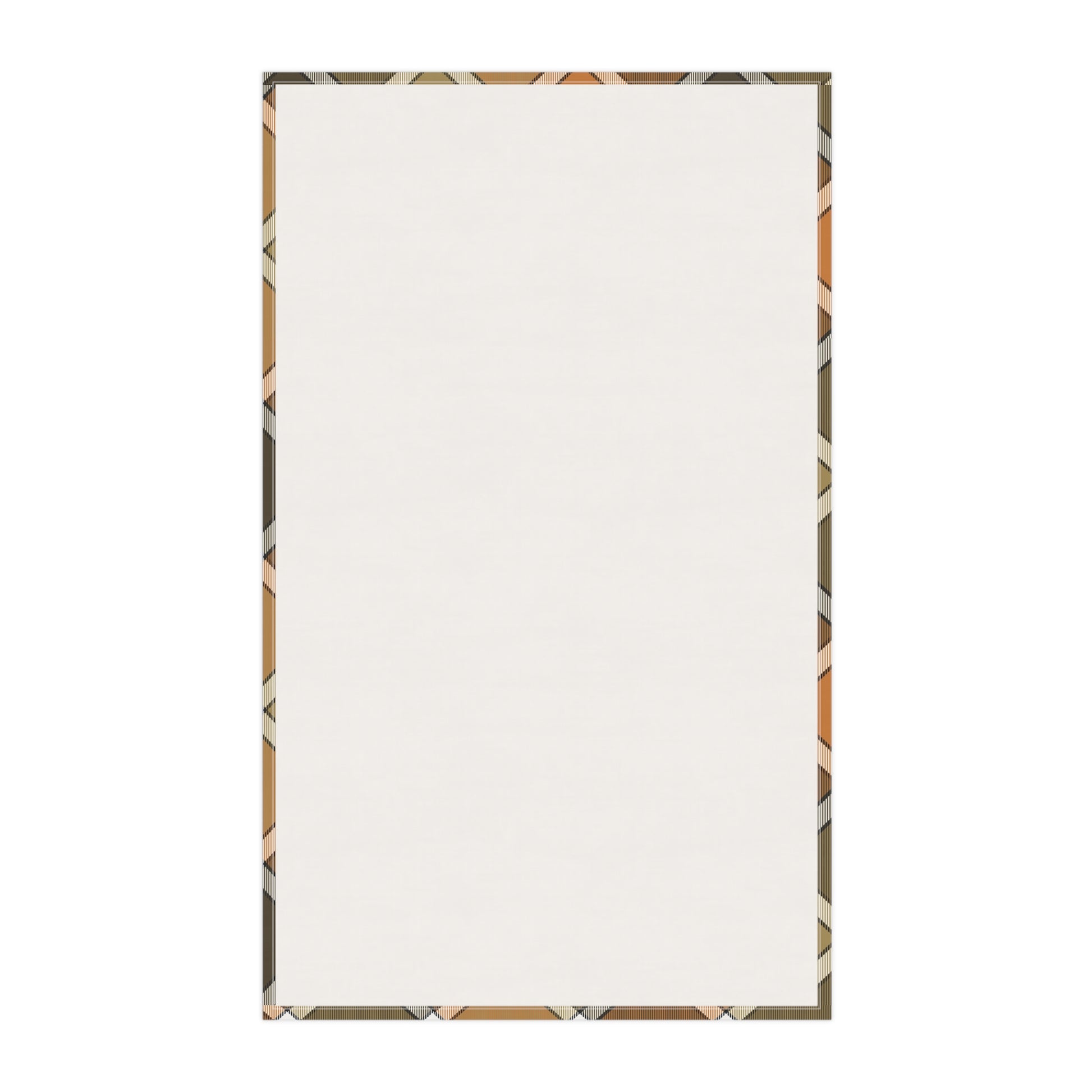 Back view of fall plaid kitchen tea towel on a white background