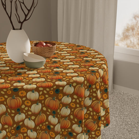 Fall Pumpkins Tablecloth - 100% Cotton Twill Tablecloth, 58" × 58" and 58" × 102" Sizes, Fall Autumn Pumpkins LTablecloth, Thanksgiving Tablecloth, Fall /Orange Tablecloth, Halloween Tablecloth