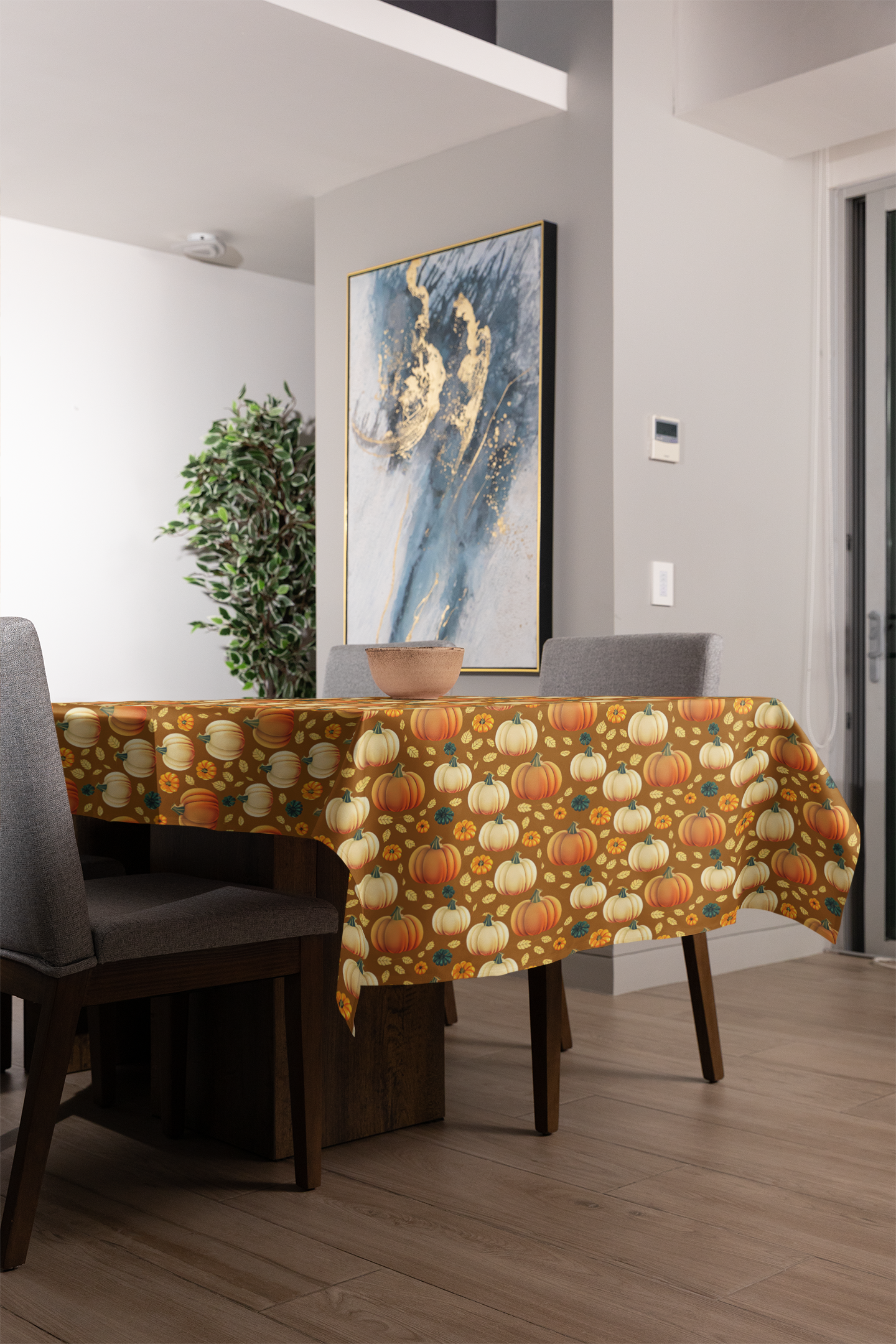 Fall Pumpkins Tablecloth - 100% Cotton Twill Tablecloth, 58" × 58" and 58" × 102" Sizes, Fall Autumn Pumpkins LTablecloth, Thanksgiving Tablecloth, Fall /Orange Tablecloth, Halloween Tablecloth