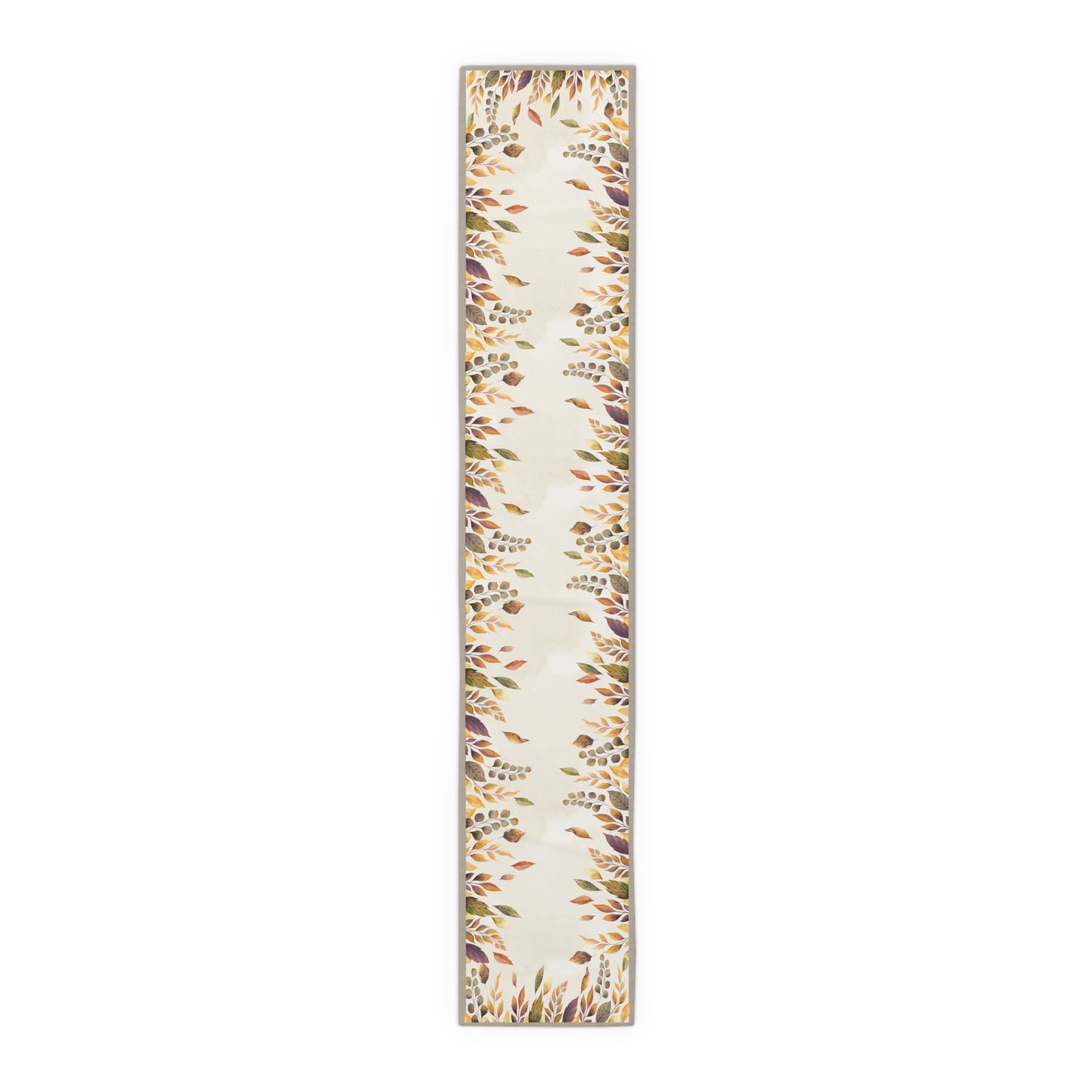 Fallen Leaves table runner with a floral pattern on a white background