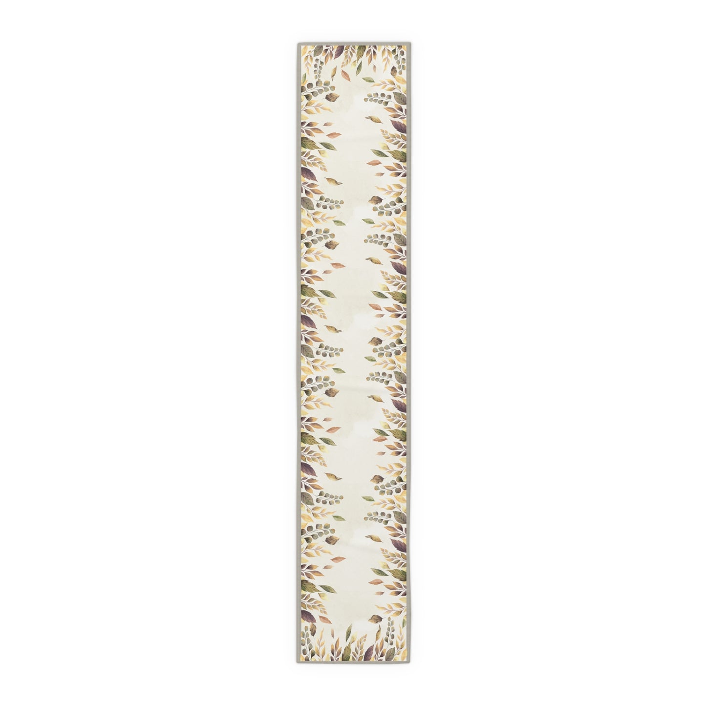 Fallen Leaves table runner with a leaf pattern on a white background