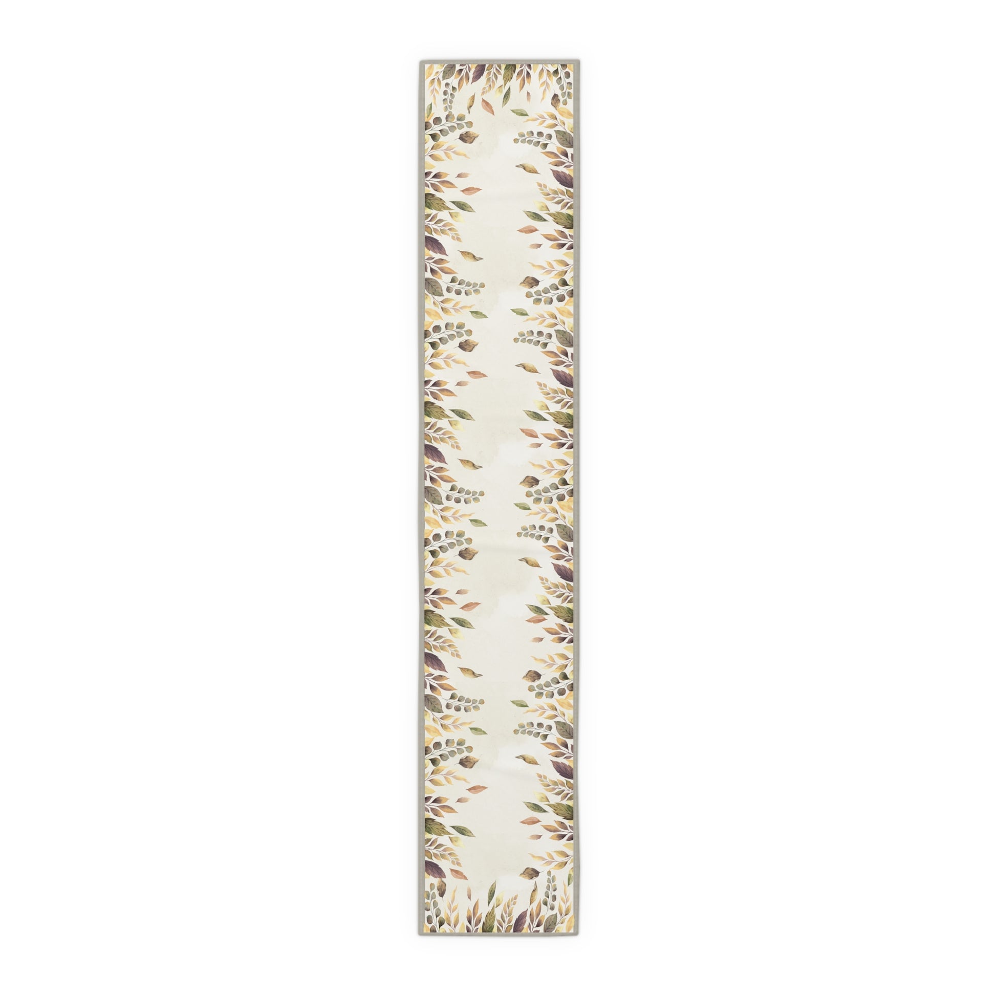 Fallen Leaves table runner with a leaf pattern on a white background