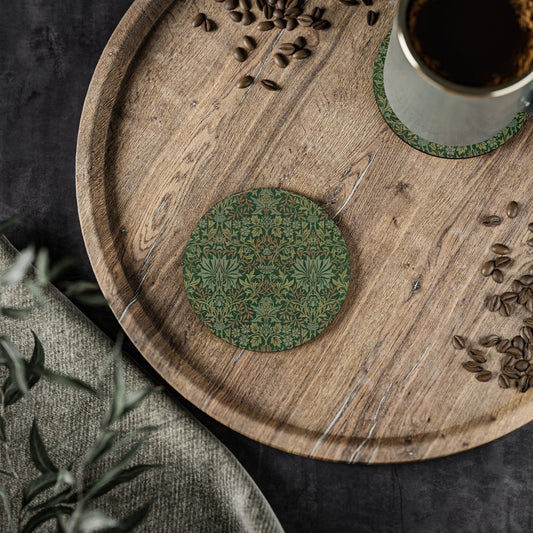 Flower Garden - Round Hardboard Coaster, Cork Backed  - 3.75"x 3.75" - Perfect for Home Decor & Gifts - Priced per coaster