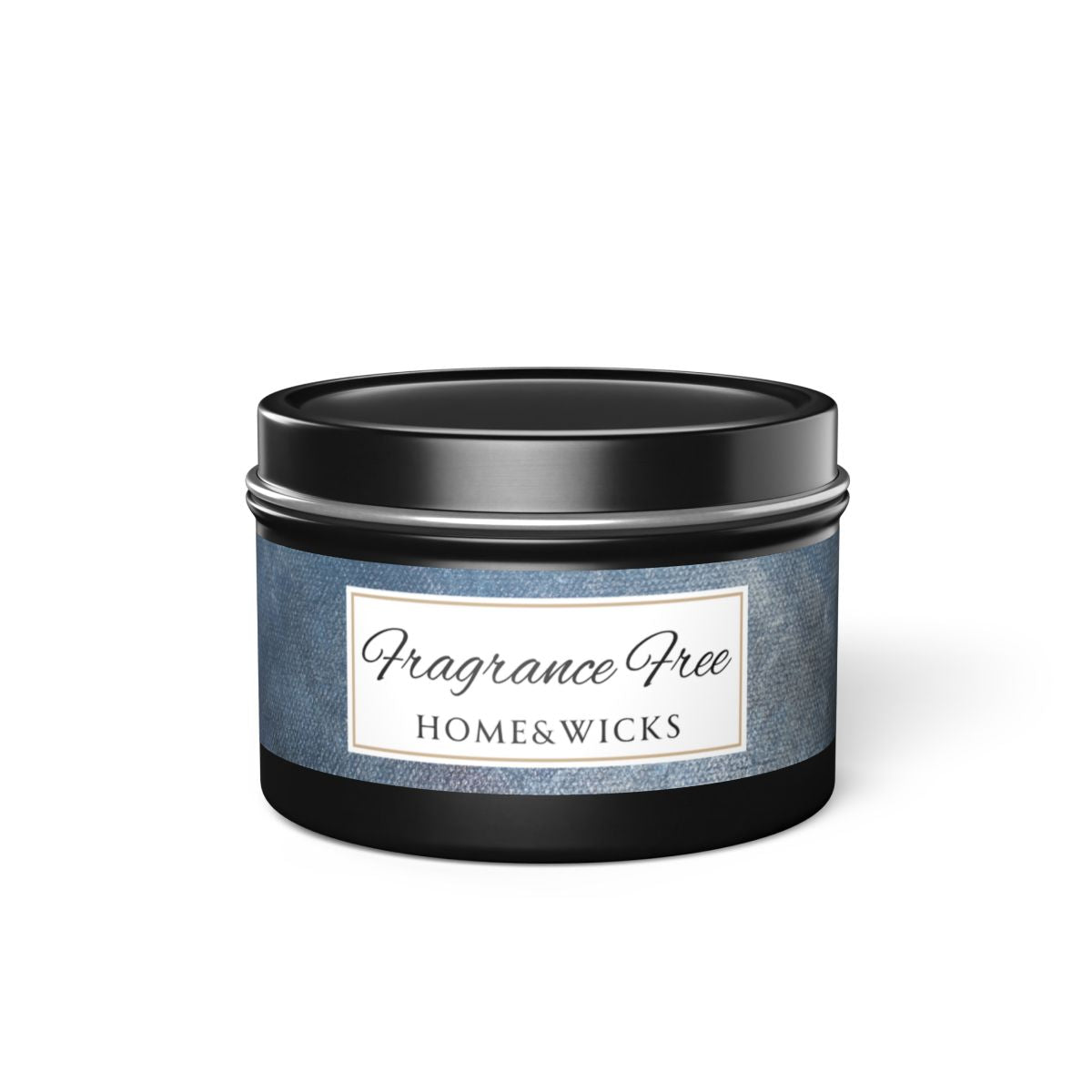 Fragrance Free Coconut Soy Wax Candle, 4 oz. Black Tin Jar with Lid - Unscented Coconut Soy Wax Candle