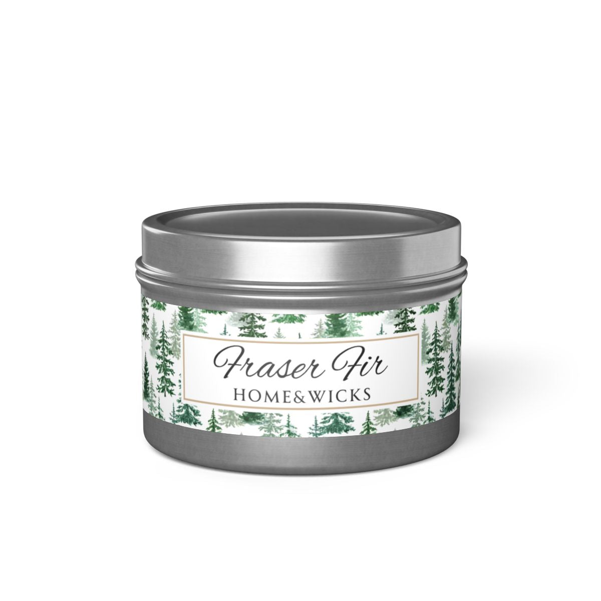 Fraser Fir Coconut Soy Wax Candle, 4 oz. Silver Tin Jar with Lid - Christmas Candle, Holiday Decor, Winter Candle