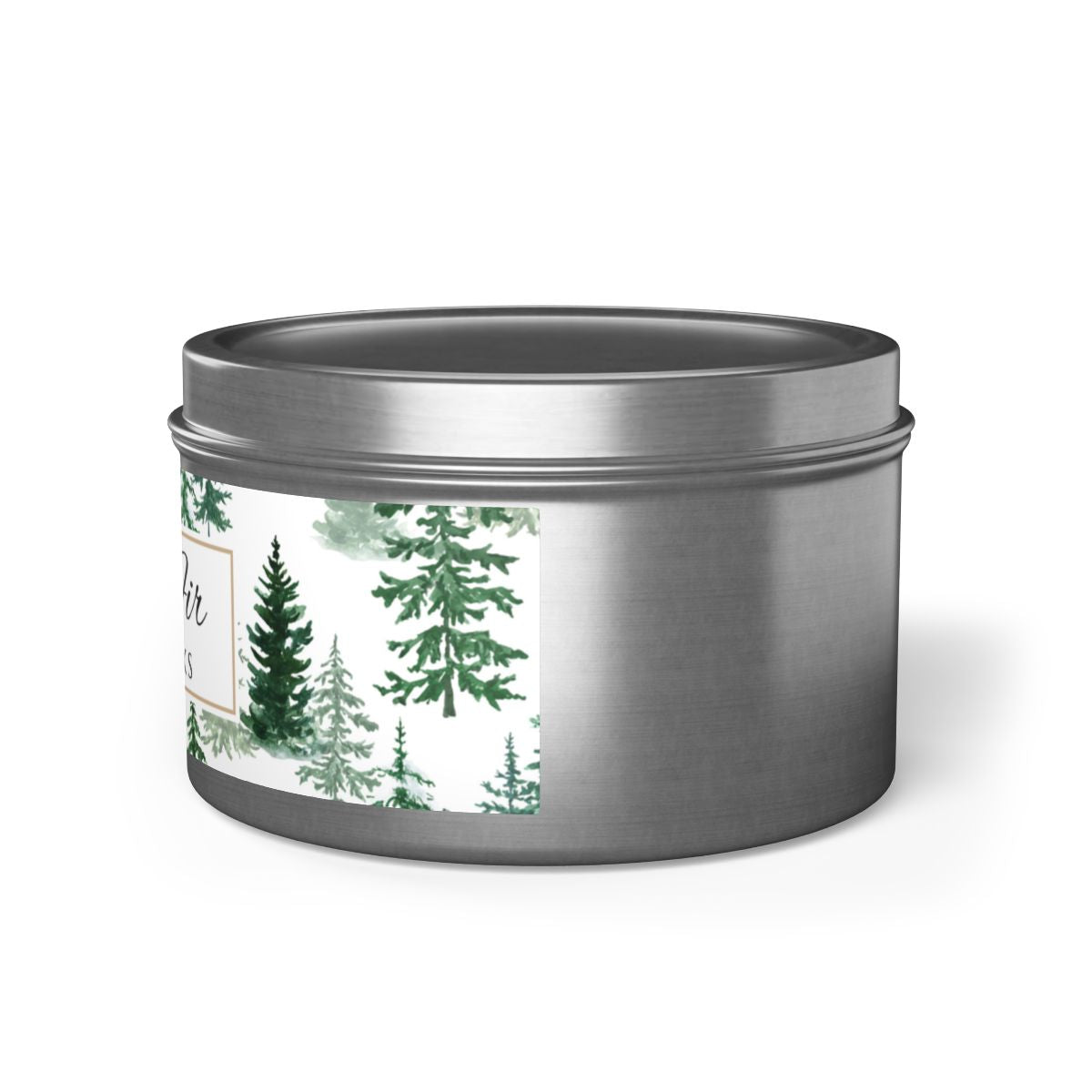 Fraser Fir Coconut Soy Wax Candle, 8 oz. Silver Tin Jar with Lid - Christmas Candle, Holiday Decor, Winter Candle