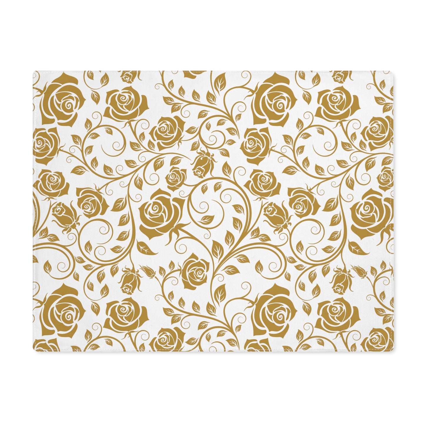 Gold floral pattern placemat on a white background