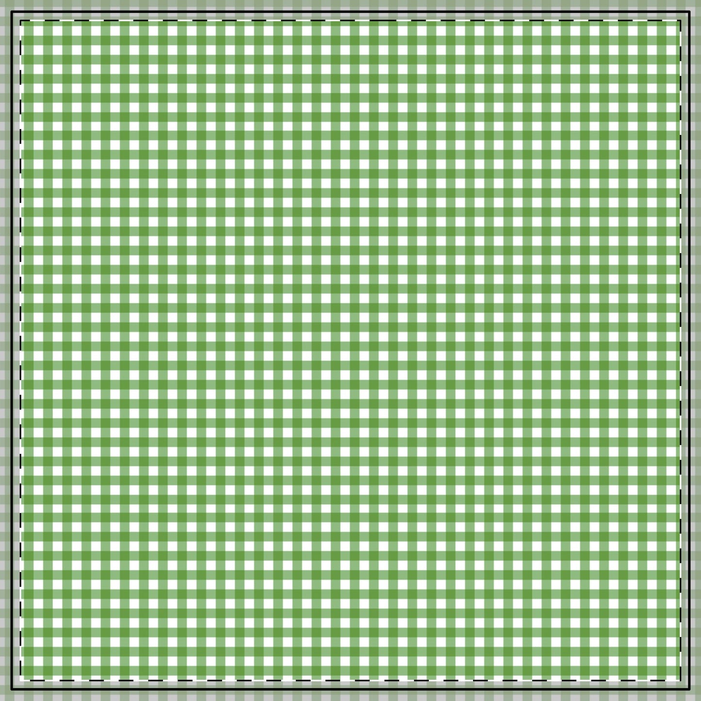 Green and white gingham checkered square tablecloth.