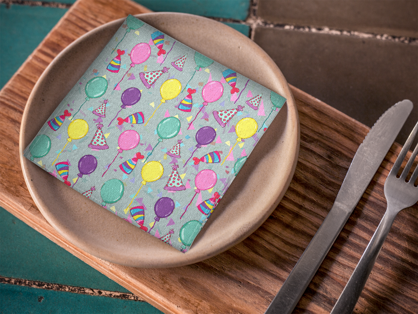 Happy Birthday Cotton Twill Cocktail Cloth Napkins 10" x 10" - Birthday Celebration Napkins, Party Drink Napkins, Birthday Party Reusable Appetizer Napkins, Cloth Finger Napkins - Priced per Napkin
