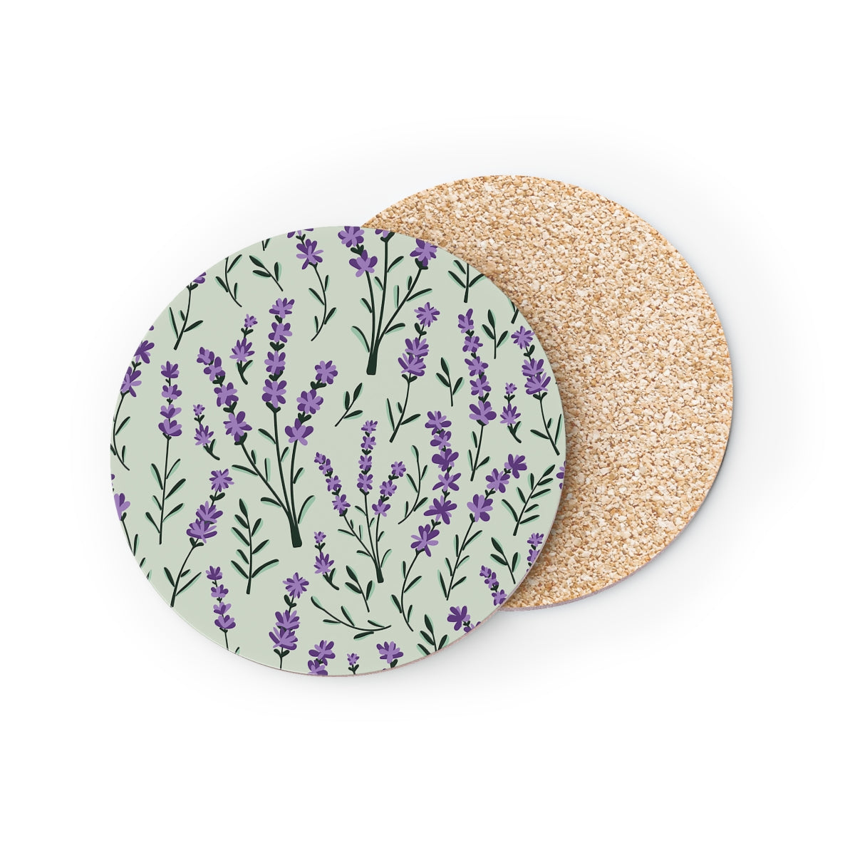 Lavender Sage - Round Hardboard Coaster, Cork Backed  - 3.75"x 3.75" - Perfect for Home Decor & Gifts - Priced per coaster