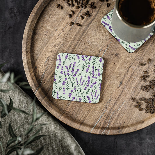 Lavender Sage - Square Hardboard Coaster, Cork Backed  - 3.75"x 3.75" - Perfect for Home Decor & Gifts - Priced per coaster