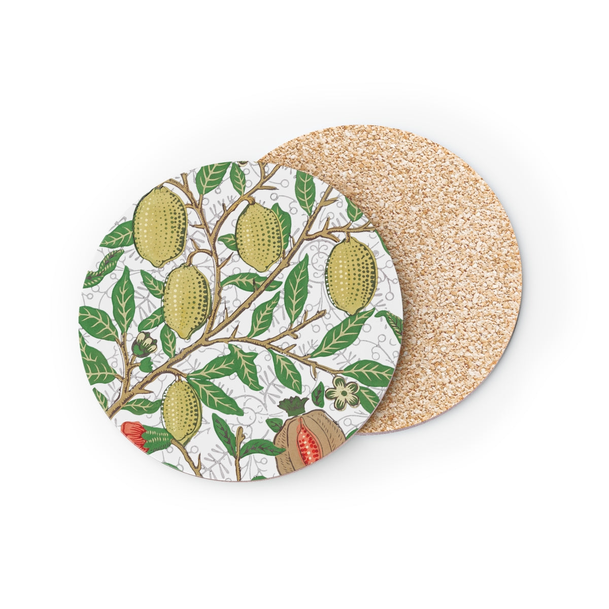 Lemon Verbena - Round Hardboard Coaster, Cork Backed  - 3.75"x 3.75" - Perfect for Home Decor & Gifts - Priced per coaster