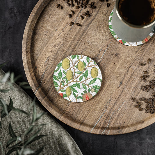 Lemon Verbena - Round Hardboard Coaster, Cork Backed  - 3.75"x 3.75" - Perfect for Home Decor & Gifts - Priced per coaster