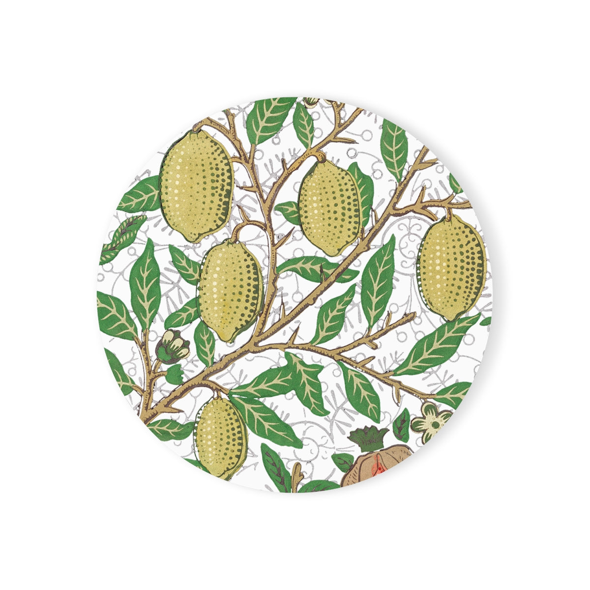Lemon Verbena - Round Hardboard Coaster, Cork Backed  - 3.75"x 3.75" - Perfect for Home Decor & Gifts - Priced per coaster