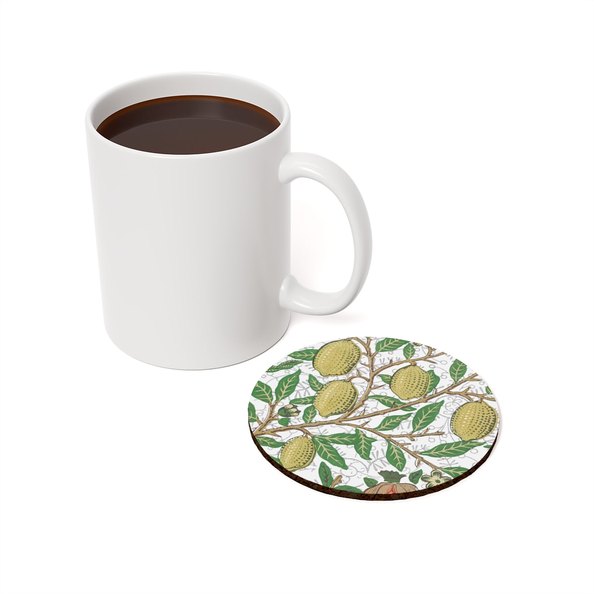 Lemon Verbena - Round Hardboard Coaster, Cork Backed  - 3.75"x 3.75" - Perfect for Home Decor & Gifts - Priced per coaster