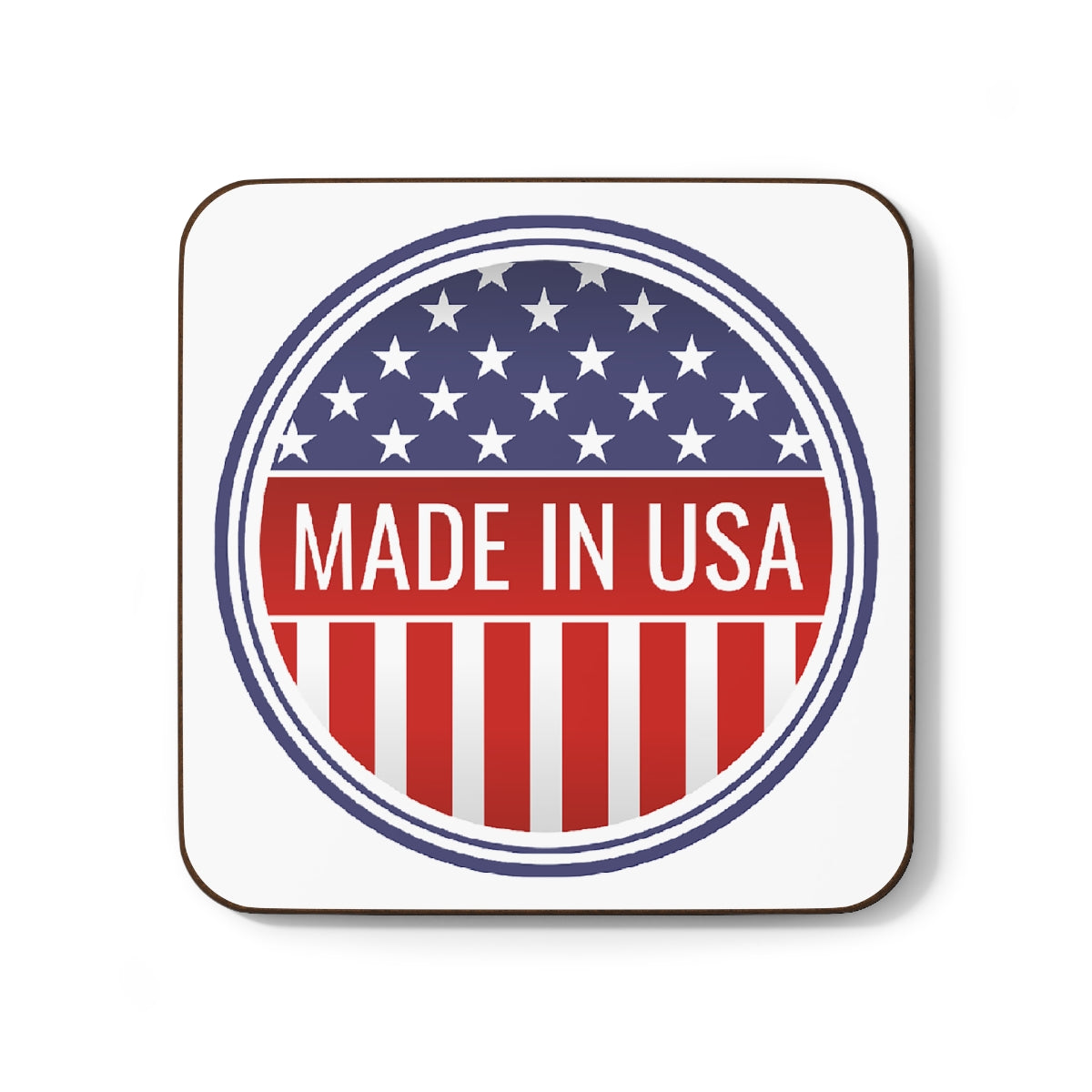 Made in USA square hardboard coaster - Cork Backing, 4th of July Decor, Patriotic Coaster - Priced per coaster