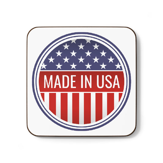 Made in USA square hardboard coaster - Cork Backing, 4th of July Decor, Patriotic Coaster - Priced per coaster